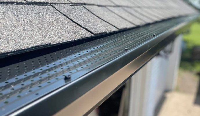 leaf guard on a gutter we installed on a residential home